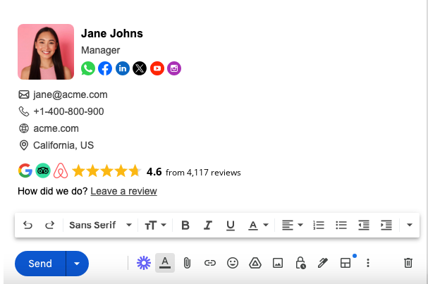 How to create email signature with reviews star ratings